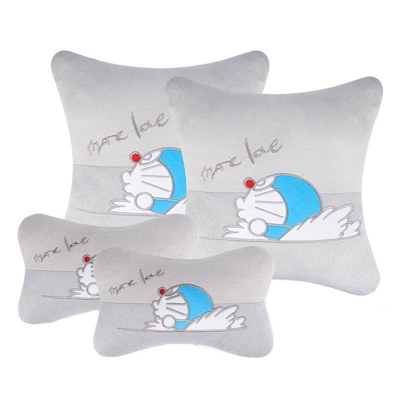Automotive Headrest Neck Pillow Neck Pillow Pair Lumbar Pillow (Car) Pillow and Cushion Four-Piece Cartoon Seat Back Cushion M4G0