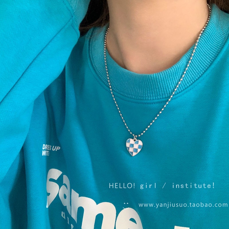 Vòng cổ IF YOU mặt bóng trái tim caro phong cách Hàn Quốc dành cho nữ