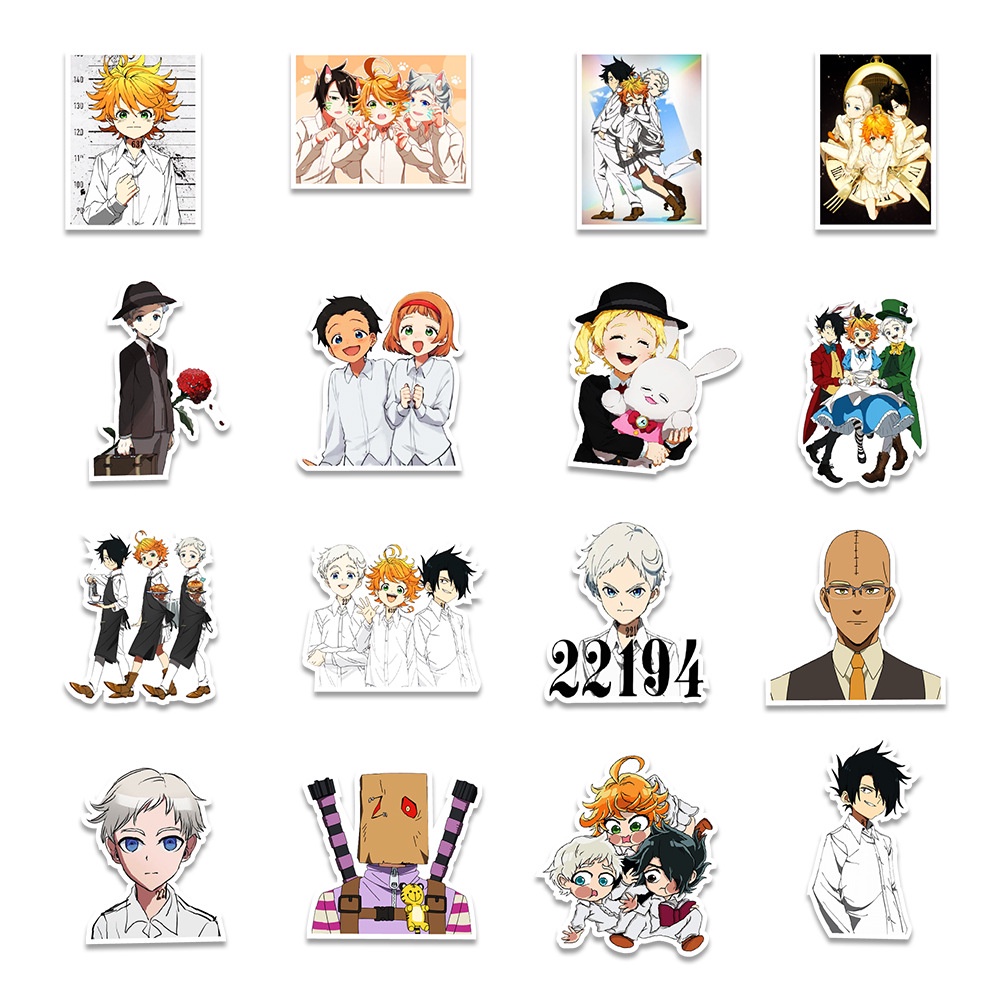 50 sticker cute chống nước dán mũ nón bảo hiểm MẪU Anime Hứa hẹn Neverland, vali 50 hình dán graffiti máy tính xách tay
