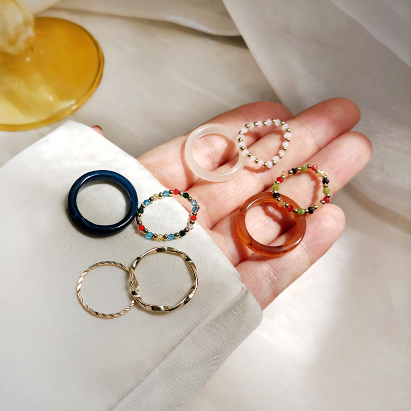 Set 4 nhẫn kim loại phong cách Hàn Quốc retro cho nữ