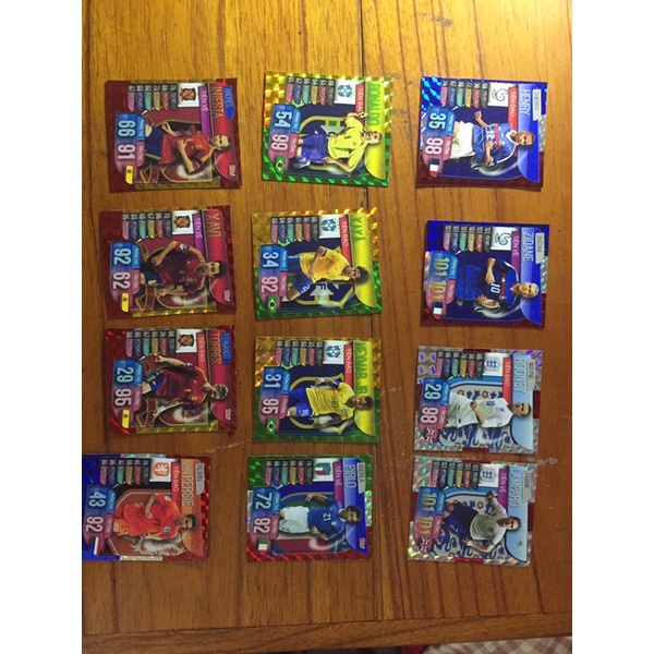 Thẻ cầu thủ match attax huyền thọai  zidane thiarry henry van persie rooney lampard pirlo torres kaka ronaldinho xavi