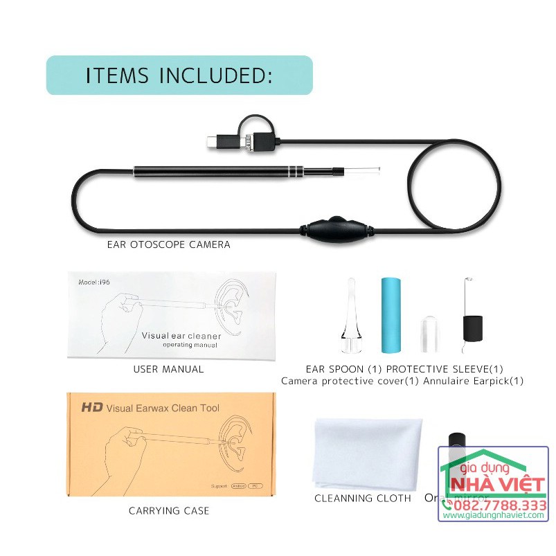 Camera nội soi tai mũi họng Visual Earwax Clean Tool I96