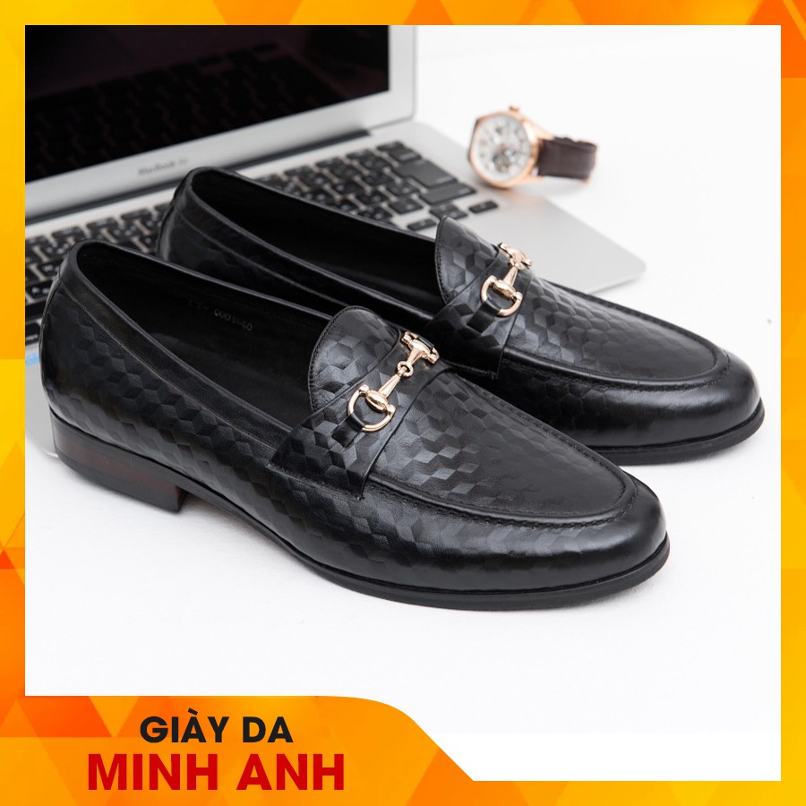 Giày Lười Da Nam - Mẫu Dập Vân 3D - Phong Cách Hàn Quốc