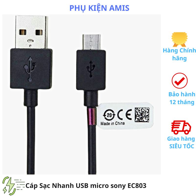 Cáp sạc nhanh USB Micro Sony Xperia Z ,dây sạc SONY EC803 chính hãng dài 1m