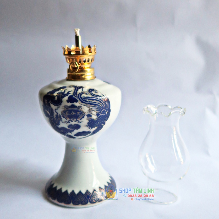 Đèn dầu thờ cúng, đồ thờ cúng gốm sứ Bát Tràng đủ cỡ tặng bóng đèn bền đẹp sáng bóng - Shoptamlinh