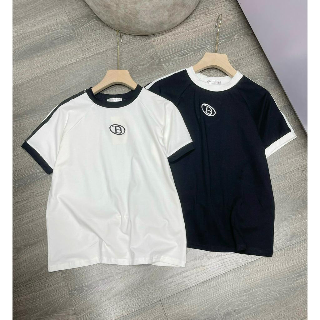 Áo thun babytee viền chữ B cổ trắng đen (ảnh thật)