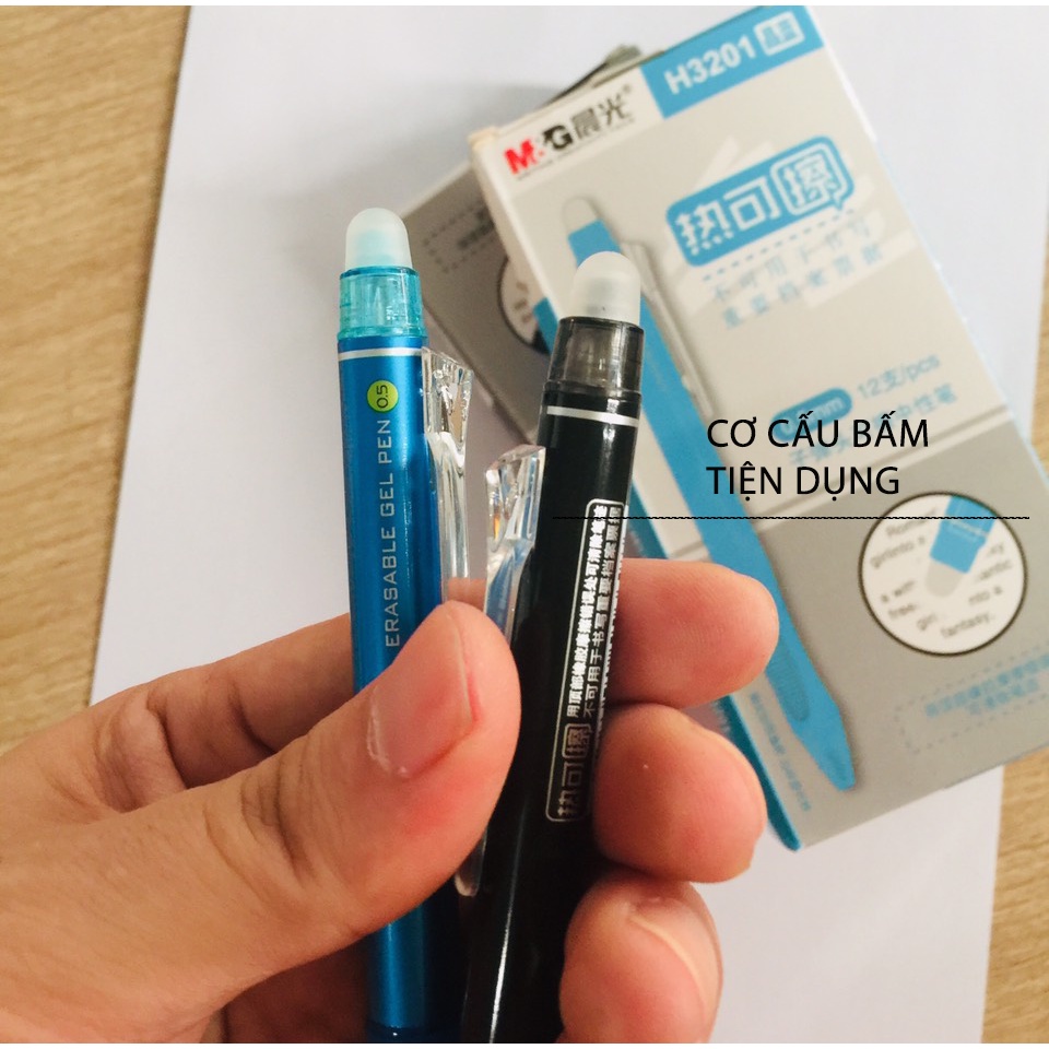 Cây viết mực gel xóa được  bấm AKPH3201 chất lượng giá tốt, tay cầm cao su định vị, nét viết 0.5mm