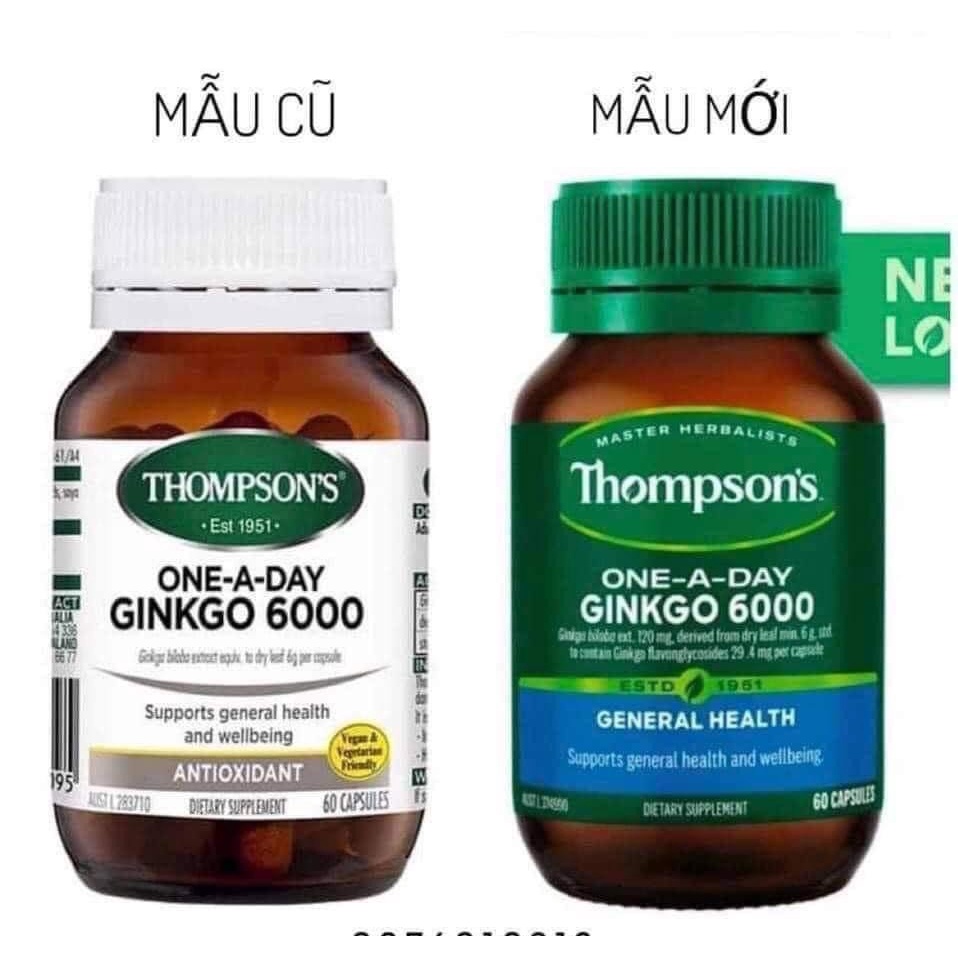 Viên Uống Bổ não Ginkgo Biloba Thompson's 6000mg Úc 60 Viên