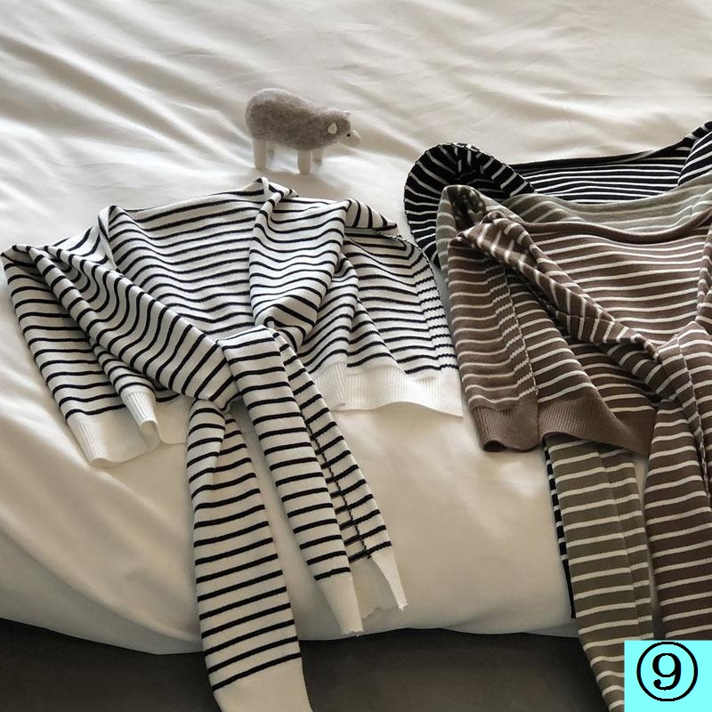 Khăn Choàng Dệt Kim Nhỏ Họa Tiết Kẻ Sọc Thời Trang Xuân Thu Cho Nữ