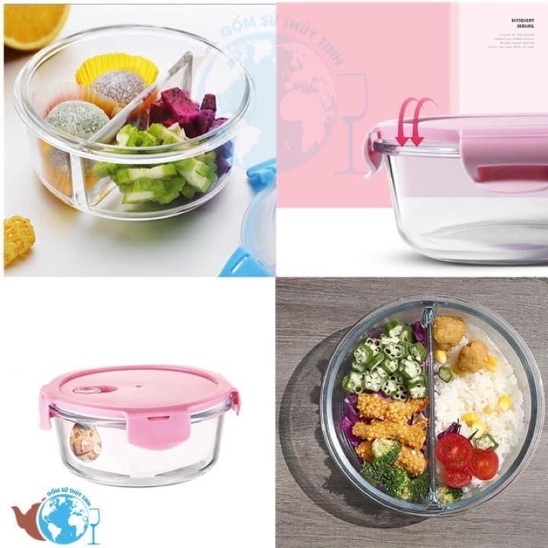 🌟HỘP THUỶ TINH 950ml CHIA NGĂN , CHỊU NHIỆT TỐT