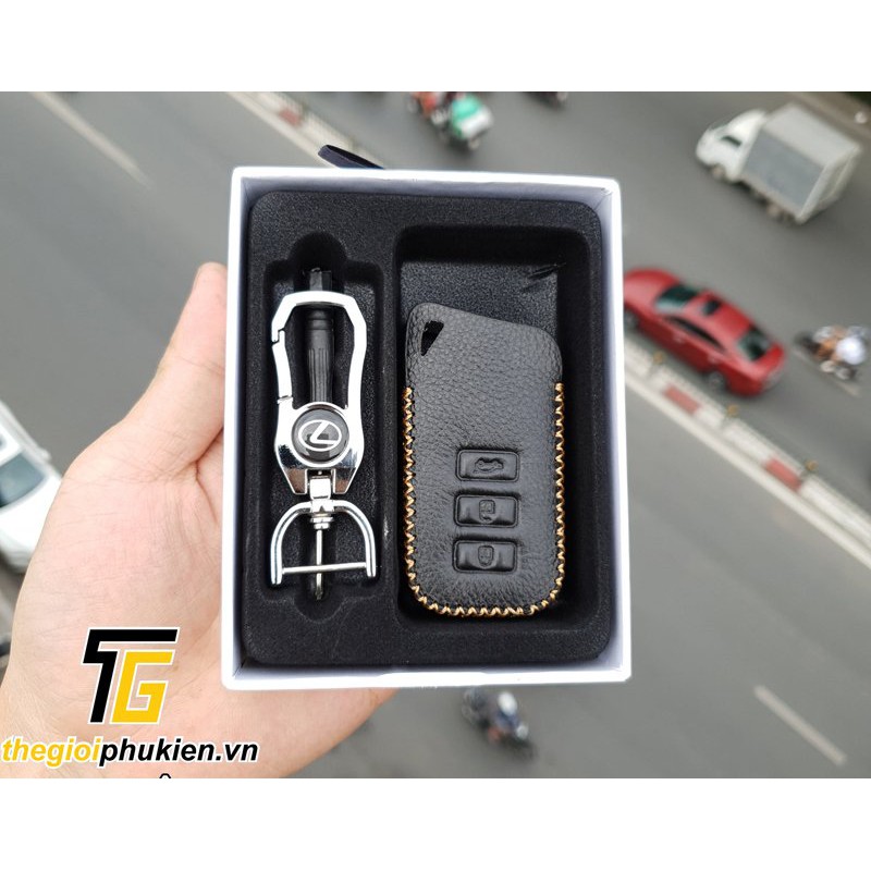 Bao da 3D bảo vệ chìa khóa xe Lexus RX (200, 300, 350) kèm móc đeo Inox