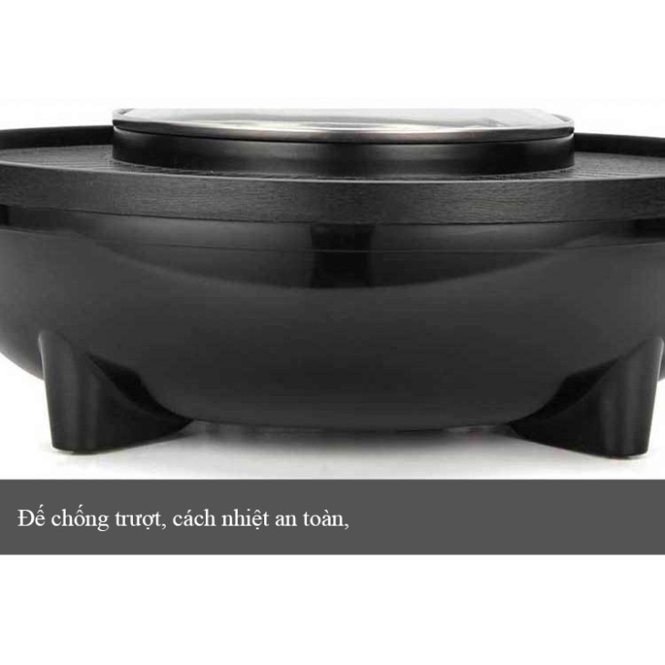 Bếp lẩu nướng tròn  đen điện đa năng 2 in 1 ( Sẵn hàng)