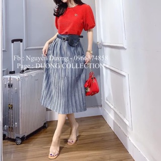 Chân váy xếp ly kèm dây nịch và túi đeo