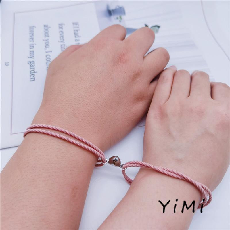 ️Vòng đeo tay bện với khóa từ tính trái tim cho nam và nữ