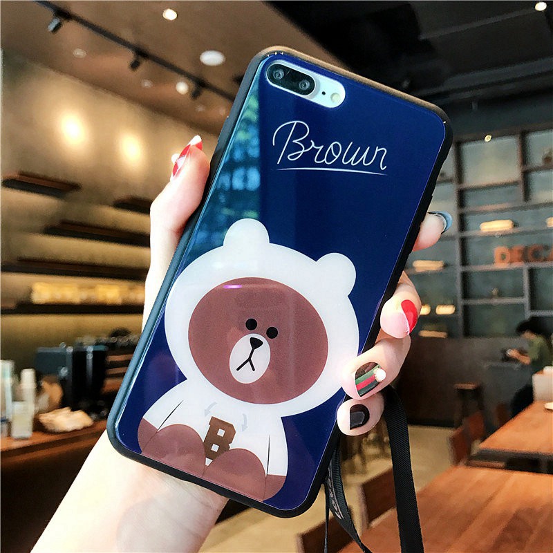 [ IPHONE ] Ốp Lưng Kính Cường Lực Gấu Brown - A055 | BigBuy360 - bigbuy360.vn