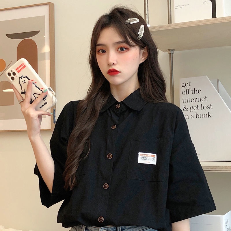 Áo Sơ Mi Trắng Tay Ngắn Dáng Rộng Phong Cách Hàn Quốc Thời Trang Mùa Hè Mới Cho Nữ