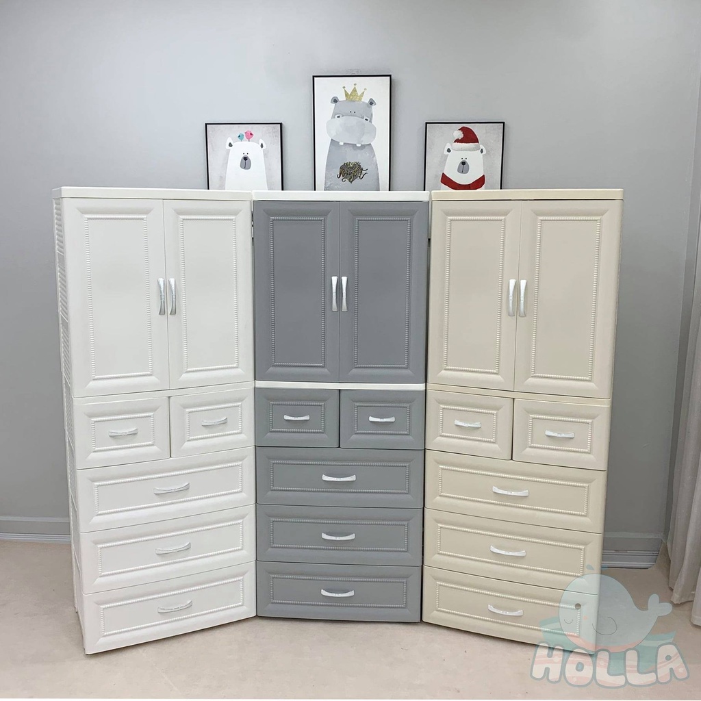 Tủ nhựa Holla 5 tầng đựng quần áo, đồ chơi, bỉm sữa cho bé màu xám