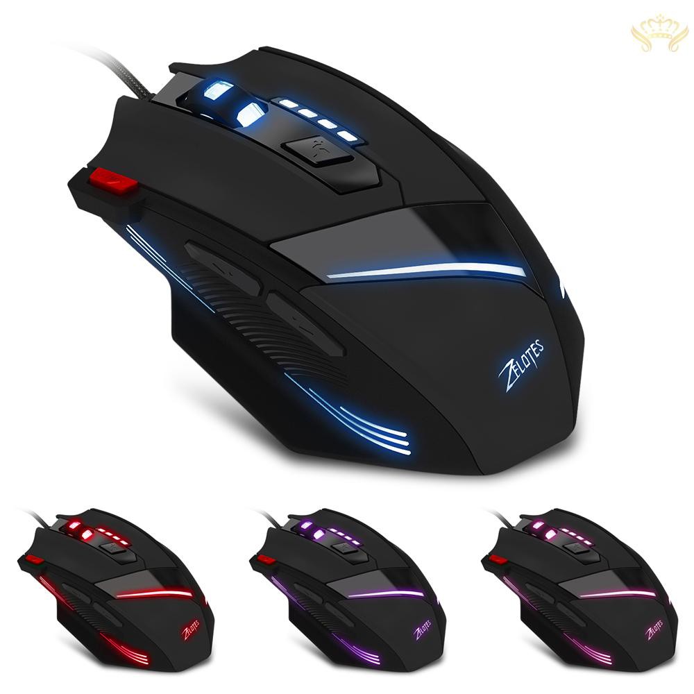 Chuột Quang Chơi Game Yula Zeles T-60 3200dpi Có Đèn Led 7 Nút Bấm