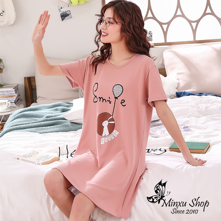 Váy Ngủ Đầm Ngủ Mặc Nhà Cotton Dáng Suông Minxu Shop - Xinh Xắn, Dễ Thương Cho Các Bạn Nữ (Mã VN)