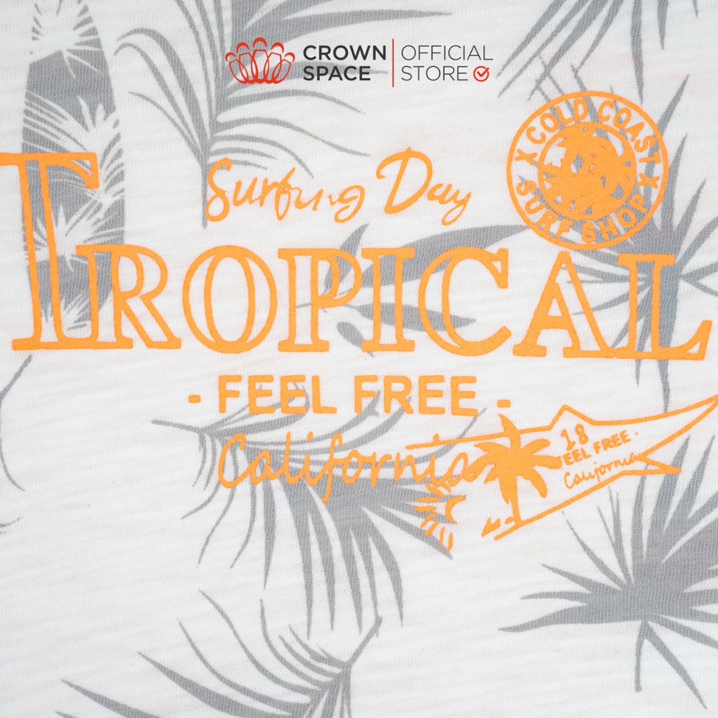 Áo Phông Tropical Cho Bé Trai Crown Space Fashion CKBS2110803 TShirt Vải Cotton Thoáng Mát Từ Size 2-9