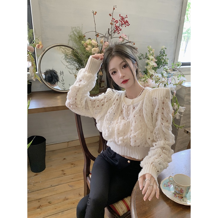 Áo Len Tay Dài Mỏng Dạng Xoắn Thời Trang Hàn Quốc Cho Nữ