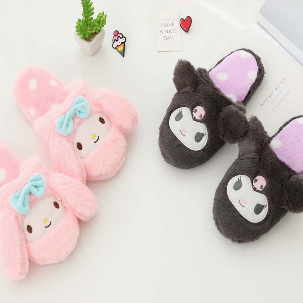 Dép bằng nhung đi trong nhà hình hoạt hình mềm mại dễ thương cho mùa đông