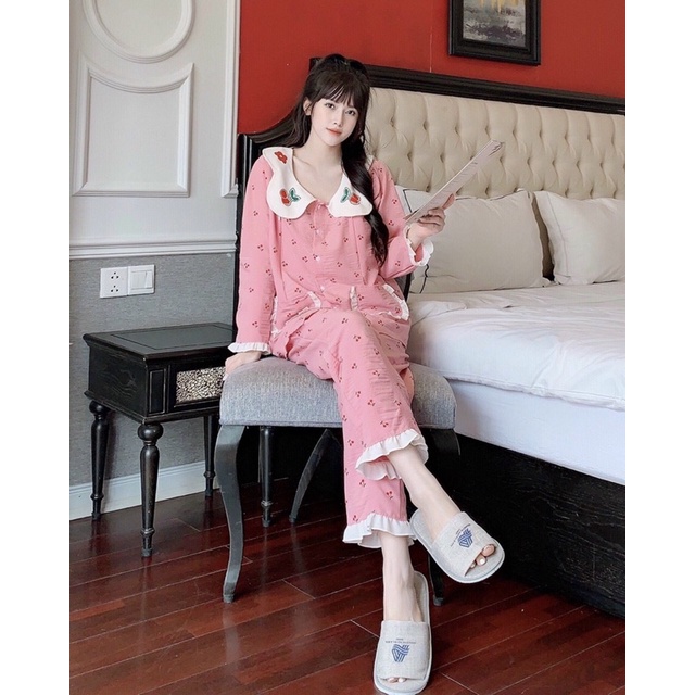 Bộ sau sinh thô lụa cao cấp_ có khóa ngưc