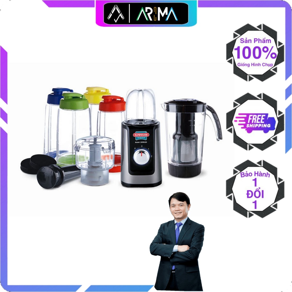 Máy xay sinh tố đa năng SUNHOUSE, Bộ 8 sản phẩm trong một, tiện dụng, tiết kiệm và rất an toàn