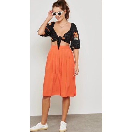 Chân váy midi cotton thô vnxk