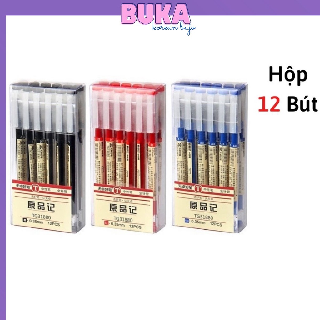 Hộp 12 Bút Muji bản dupe bút gel đi nét viết đều mực phụ kiện văn phòng phẩm DECORME