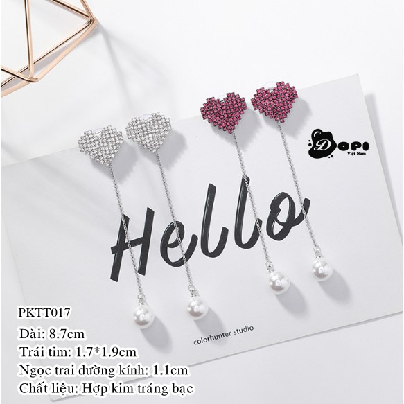 Bông tai tráng bạc form dài nữ tính