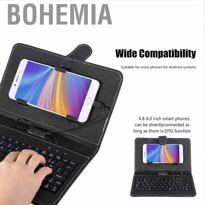 Bao Da Kèm Bàn Phím Phong Cách Bohemia Cho Điện Thoại Android