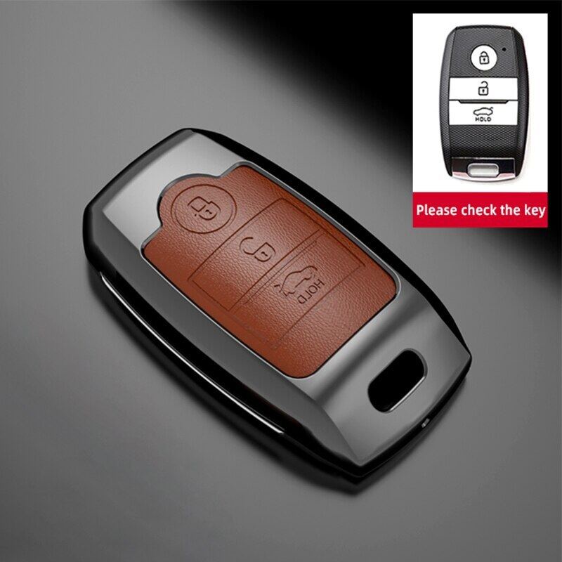 Vỏ bọc chìa khóa điều khiển từ xa bằng da hợp kim cho Kia Rio Soluto Sportage Ceed Picanto Sorento Seltos Cerato Forte Optimaers Stonic