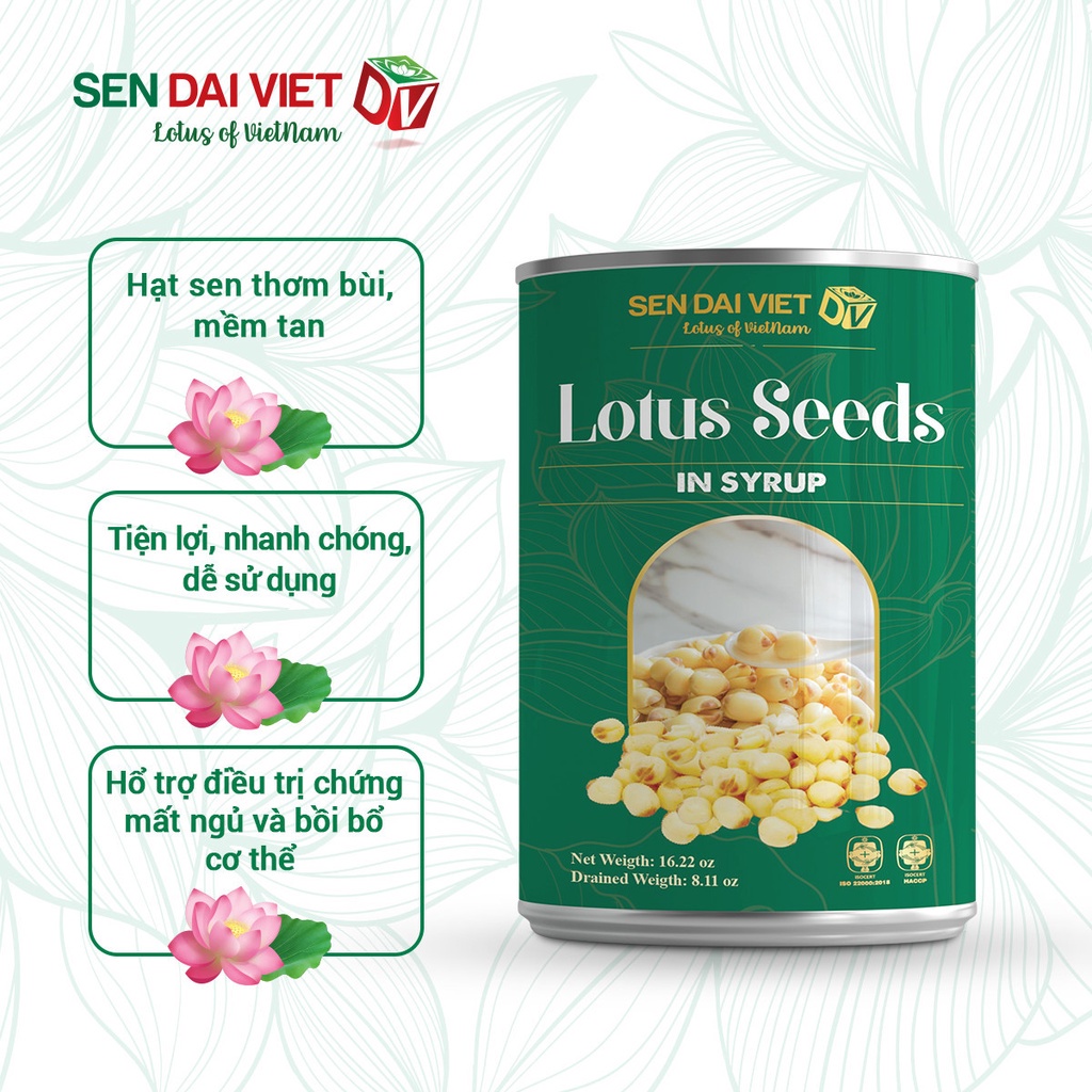 Hạt Sen Nước Đường - Thơm Ngon, Dễ Dàng Sử Dụng- Sen Đại Việt- Lon 460g