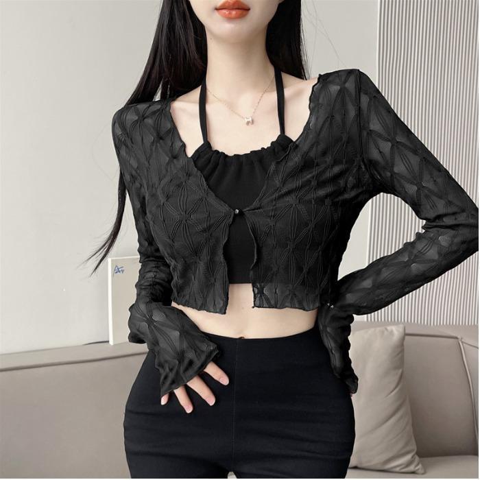 Áo Khoác cardigan Ren Mỏng Cổ Chữ V Chống Nắng Cho Nữ