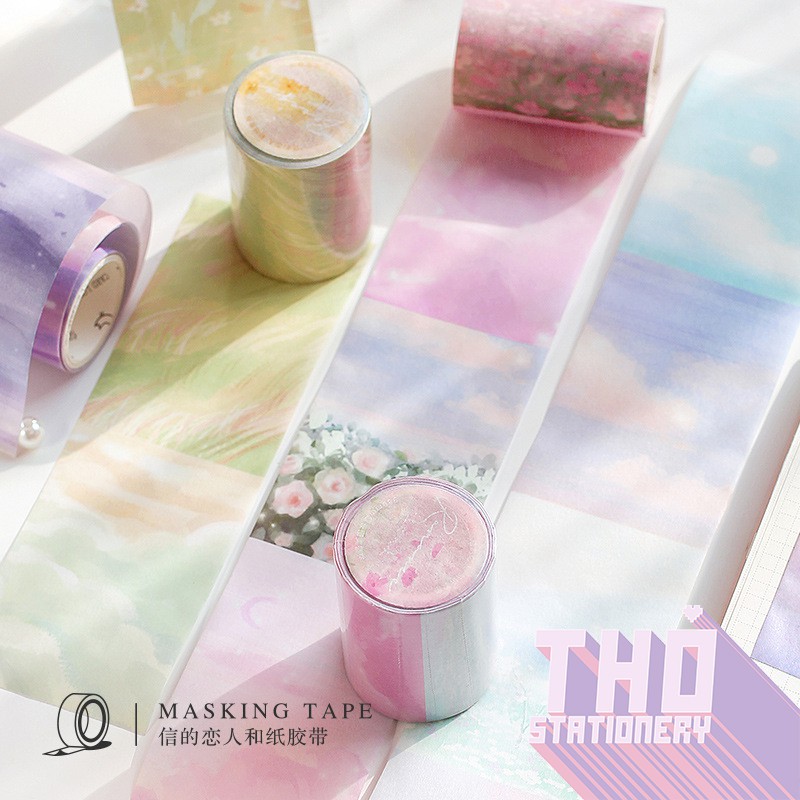 Washi tape vintage phong cảnh aesthetic washi sticker trang trí sổ tay