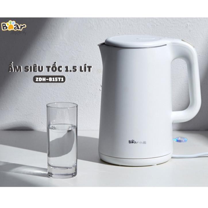 Ấm Siêu Tốc, Bình Đun Nước Siêu Tốc 1.5 lít Bear ZDH-B15T1, Công Suất 1500W, Đun Nước Siêu Nhanh & Sang Trong, BH 1 Năm.