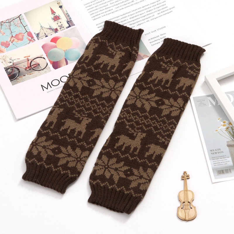 Xiangbao Vỏ Bọc Đầu Gối Dệt Kim Giữ Ấm Chân Hình Bông Tuyết Tuần Lộc Giáng Sinh Cho Nữ