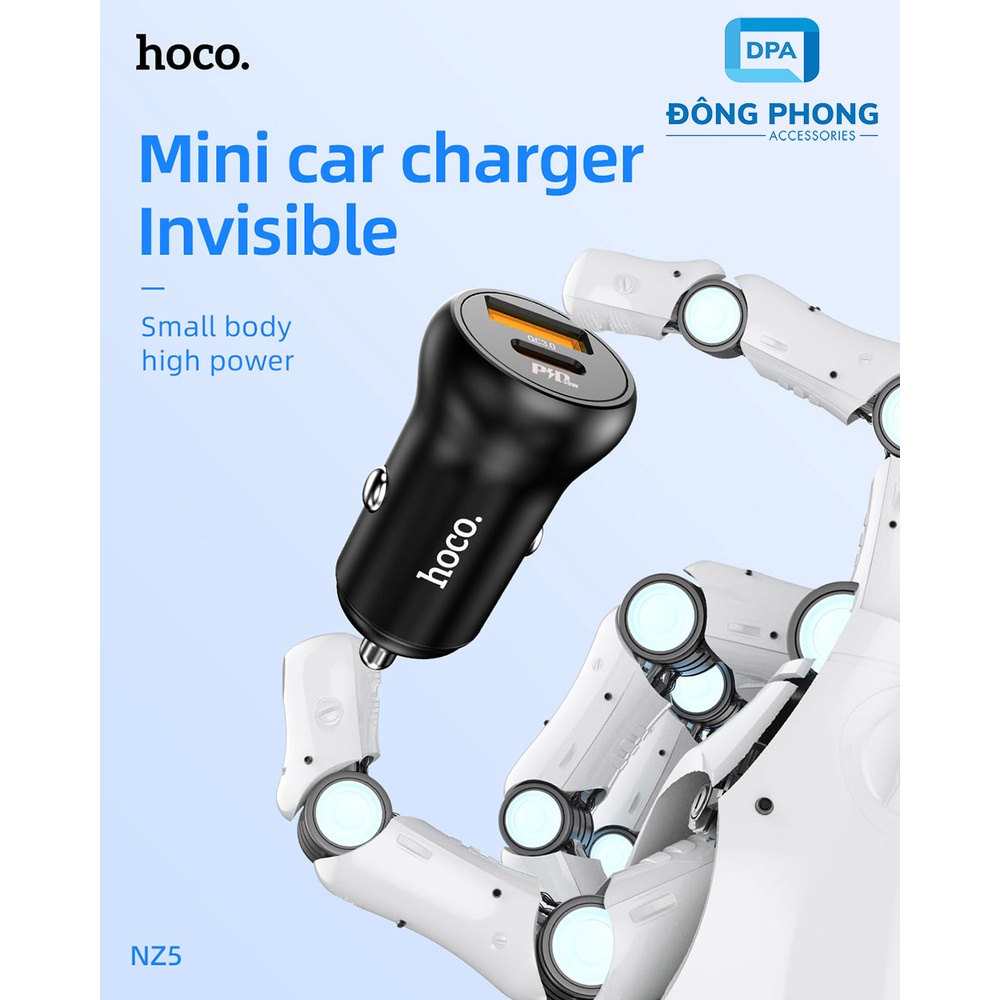 Tẩu Sạc Nhanh Xe Hơi Đa Năng Hoco NZ5 Chính Hãng ( Sạc Nhanh PD 30W, QC3.0 )