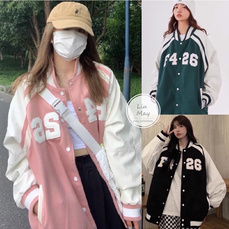 Áo Khoác Bomber F426 Form Rộng Nam Nữ Phối Tay