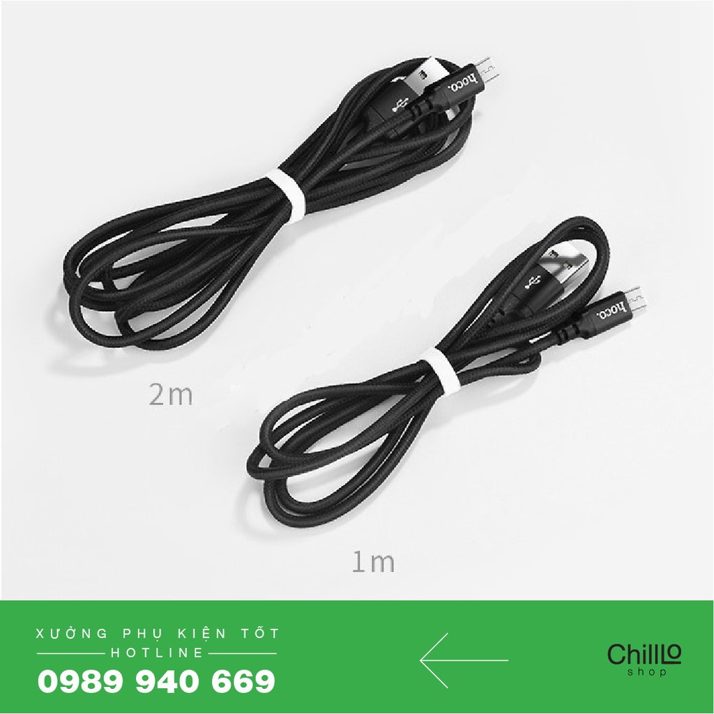 Cáp Sạc Cổng Micro USB Dây Dù Hoco X14 Dài 1m và 2m - Cổng Micro USB Dành Cho Thiết Bị Android - Bảo Hành 6 Tháng