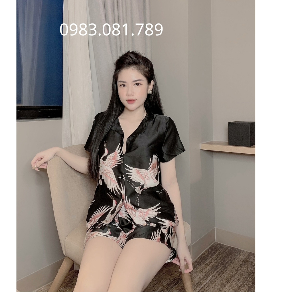 Bộ Pijama Quần Đùi - Áo Cộc ; Chất Vải Lụa Satin Mềm Min, Mát [ ẢNH SHOP TỰ CHỤP ]