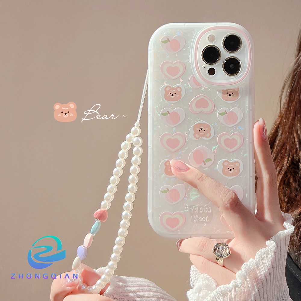 Ốp Điện Thoại TPU Mềm Chống Sốc Hình Gấu Hoạt Hình Có Dây Đeo Cho iPhone 11 12 13 Pro max mini XS max xr 7 8 se2020 plus