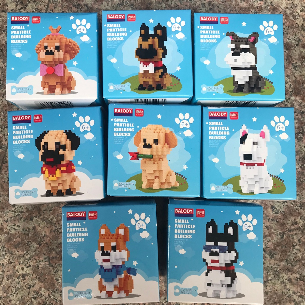 Balody Mini Khối Hội Động Vật Mô Hình Shiba Chó Husky Kim Cương Gạch Schnauzer Trẻ Em Bé Gái Quà Giáng Sinh Cửa Hàng Thú Cưng 18248