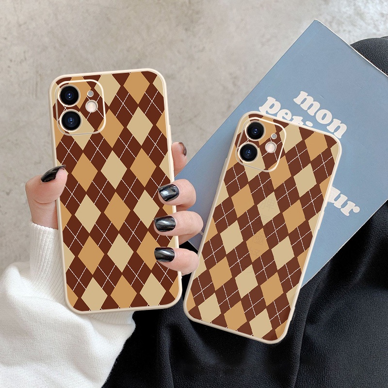 Ốp lưng Nâu Kẻ cho iphone 7plus/8plus/x/xs/xs max/11/11pro max/12/12pro max.