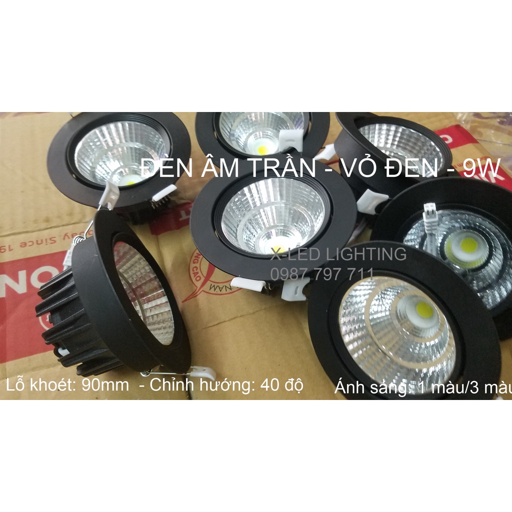 ĐÈN DOWNLIGHT CHỈNH HƯỚNG, CÔNG SUẤT 9W - PHI 90 - VỎ ĐEN