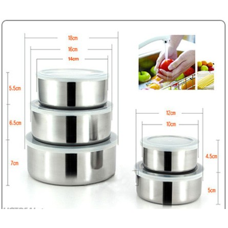 Bộ 5 hộp lạnh inox có nắp nhựa dẻo | BigBuy360 - bigbuy360.vn
