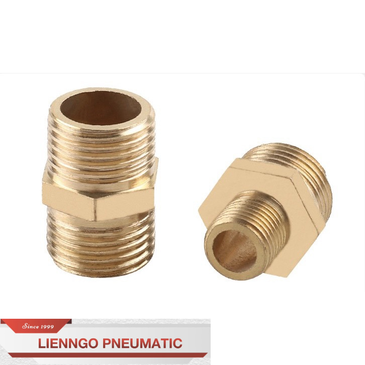 Kép đồng nối/ chuyển ren ngoài 2 đầu chịu áp lực cao khí nén đồng thau