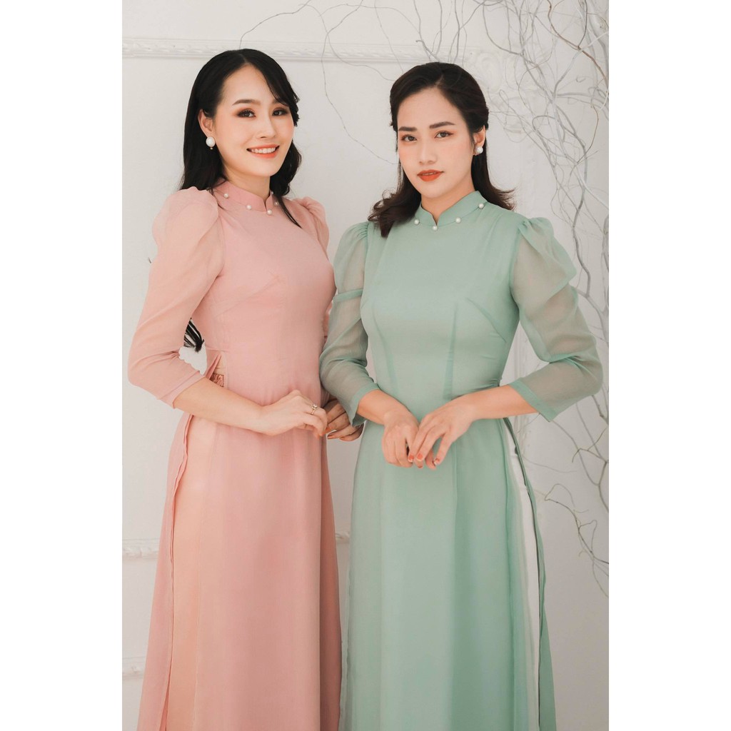 Áo dài tơ ngọc ⚡ FREESHIP ⚡ Áo cách dáng cách tân lửng qua bắp chân | BigBuy360 - bigbuy360.vn