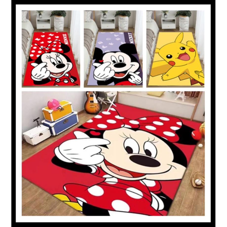 Cartoon Carpet Non-slip Floor Mat Home Decor Ultra Soft Rugs For Bedroom Mickey Minnie Pikachu Floor Mat 40x80cm/50x120cm